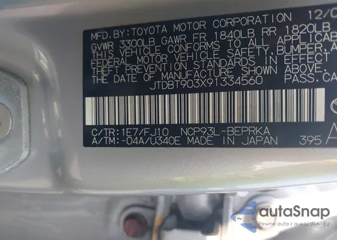 2009 Toyota Yaris from USA, damaged, VIN JTDBT903X91334560